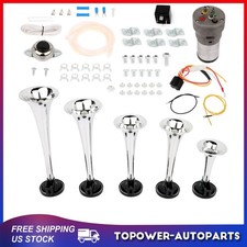 5 Trumpet Car Silver Dukes Of Hazzard Air Horn Musical Sound Compressor Kit