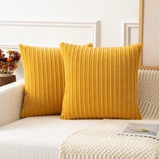 Kevin Textile Set of 2 Plush Velvet Corduroy Throw Euro Pillow Sham Cushion C...