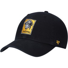 Men's '47 Black Pittsburgh Pirates Logo Cooperstown Collection Clean Up
