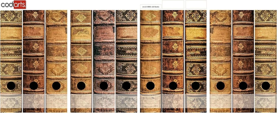 codiarts. 12 breite Ordnerrücken Aufkleber Deko Vintage Buchrücken old Books - Bild 3 von 4