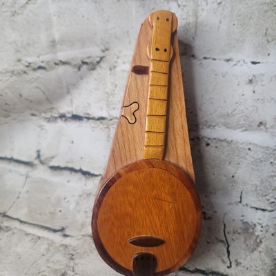 Handcrafted Wooden Banjo Shaped Secret Jewelry Puzzle Box Appx 8'' Long