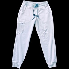 NWOT Figs White and Gray Zamora Jogger Scrub Pants Size Small Petite S/P