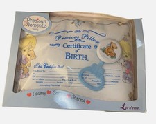 Precious Moments Keepsake Birth Certificate Pillow w/ Rattle Baby Gift