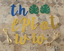 Hanging Miscellaneous Glittery Letters Blue Gold And Green