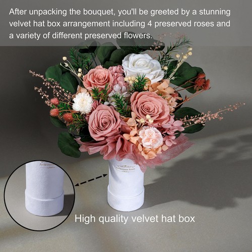 4 Rose Bouquet Misto per Festa della Mamma, Fiori per Consegna, Fiore Conservato... - Foto 2 di 7