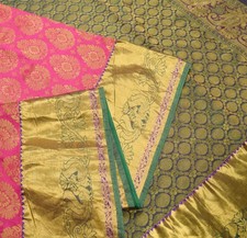Sushila Vintage Magenta Green Kanjeevaram Saree Zari Brocaded Art Silk 6YD Sari