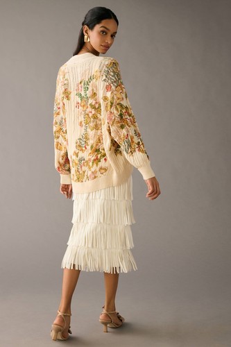 Cárdigan Suéter Anthropologie Pilcro Punto Cable Cocoon M/L Otoño Floral Otoño - Imagen 4 de 12