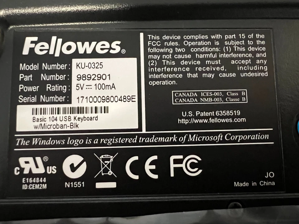 Fellowes Microban Basic 104 USB Keyboard Black Open Box  - Image 3 of 3