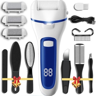 Callus Remover for Feet 13-in-1 Kit, 2 Speed, 3 Rollers - Safe Foot Care