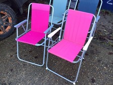 1 X Set(4) Metal And Polyester Folding Camping Chairs(pink & Blue)