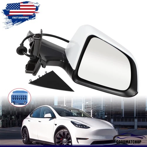 For Tesla Model Y 2020-2023 Right Passenger Side Mirror Power Fold Heated White