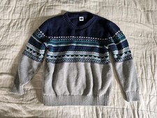 JANIE AND JACK Size 5 Fair Isle Sweater Navy Blue Green Gray Boys