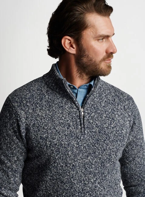 Suéter PETER MILLAR Corona Artesanal Valor Cuarto Cremallera Corderos Lana Cachemira XL $598 Foto 4 de 4