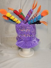 Purple 'Happy Birthday' With Candles Unisex Party Hat