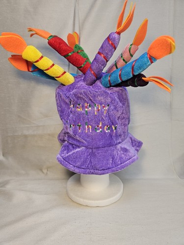Purple 'Happy Birthday' With Candles Unisex Party Hat