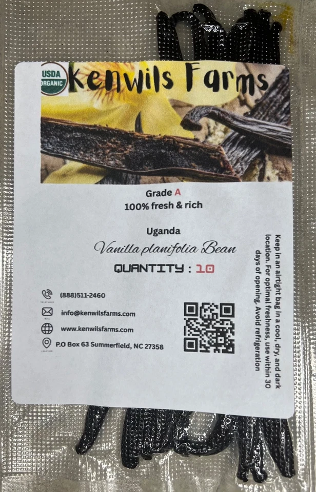 Frijoles de vainilla orgánicos, grado A. Regordete, húmedo con 30-35% de contenido de humedad Foto 3 de 4