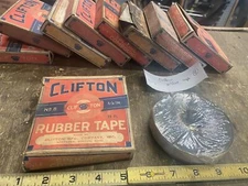 Vtg 1940's Clifton no 8 3/4 rubber splicing tape orig box Electrician electronic