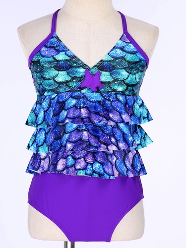 Kids Girls Suit Beachwear Outfit Rush Guard Set Tankini Swimwear 2PCS Summer - Picture 9 of 20