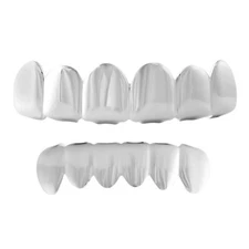 Genuine 925 Sterling Silver Polished Teeth Grillz Combo Custom