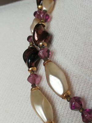 Collier Ancien Perles De Murano Irisées Années 40 - Longueur 46-50 Cm, Ras De Cou
