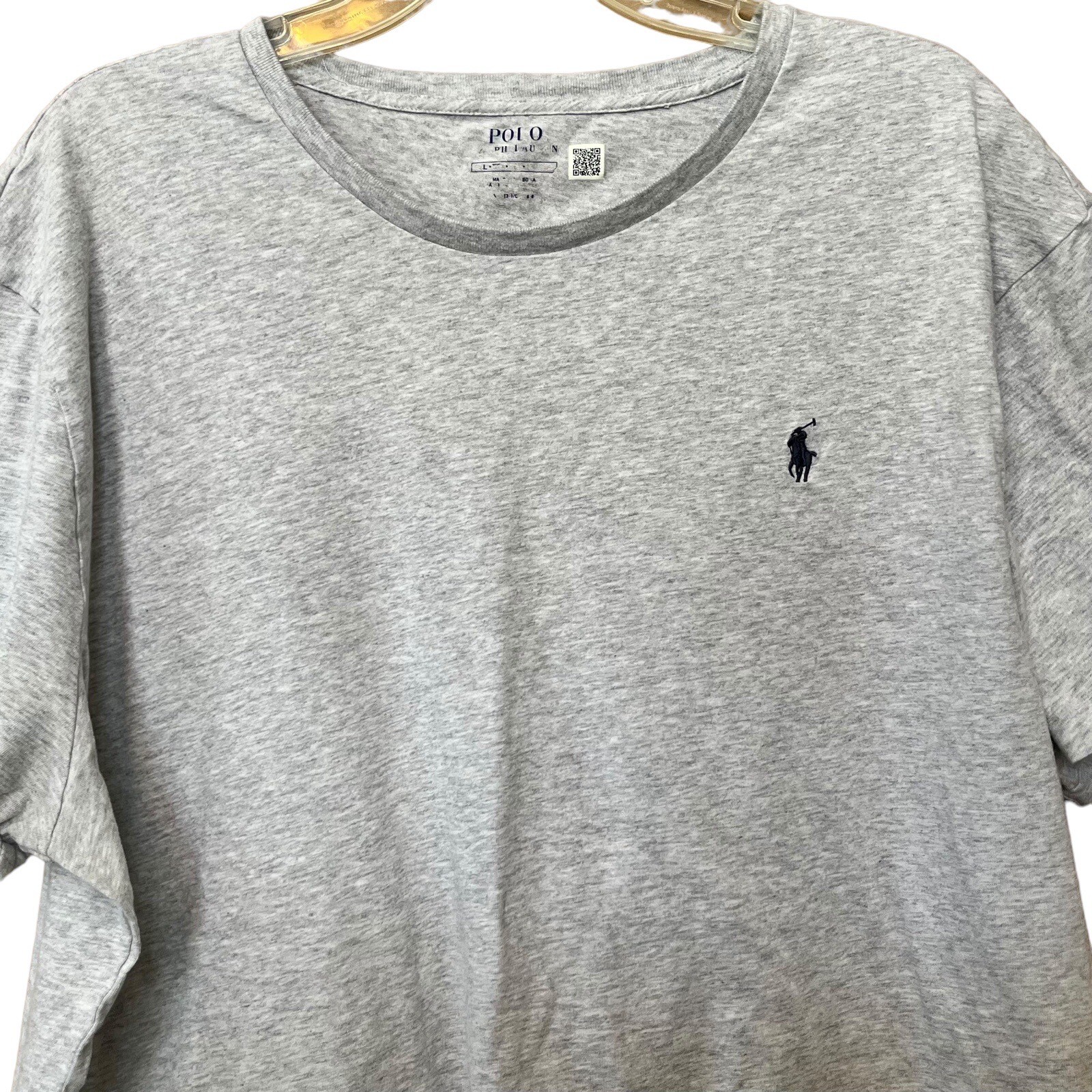 Polo Ralph Lauren TShirt adulto grande grigio blu pony preppy casual tempo libero