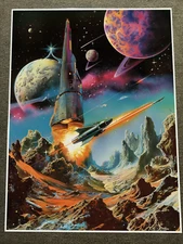 Rocket Launch in Outer Space - Sci-Fi Space Fantasy Art Print 18x24in