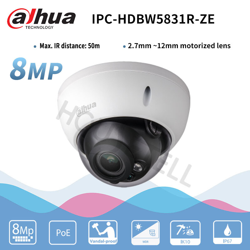 IPC-HDBW5831R-ZE 8MP 4x Zoom IR50m PoE IP Camera Dome
