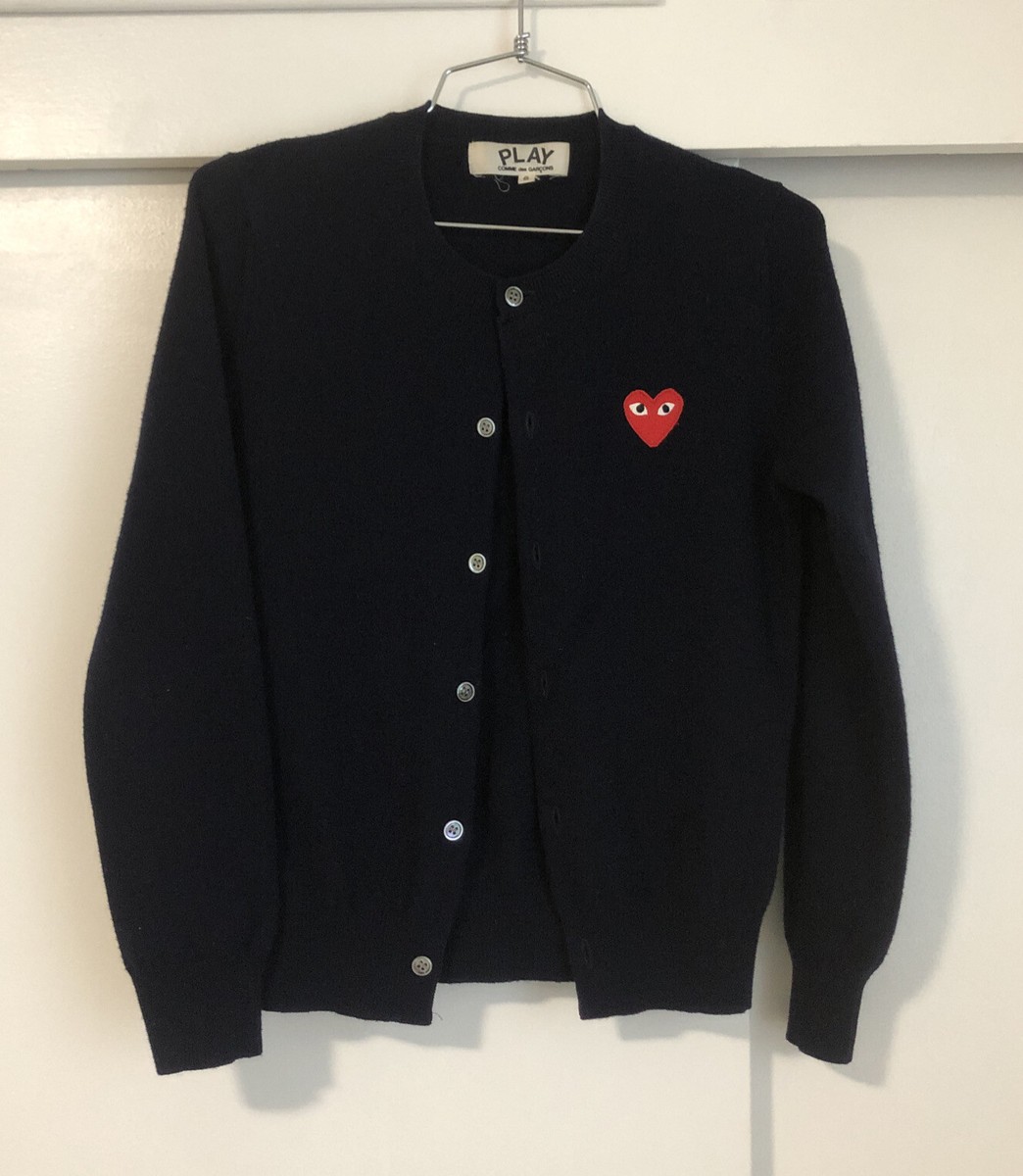 【新品未使用】PLAY COMME DES GARÇONS Cardigan COMME DES GARCONS PLAY CARDIGAN SWEATER JAPAN SIZE S NAVY