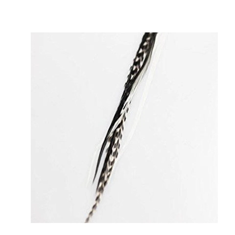 4-7 inch Zebra Black White 100% Real Hair 5 Feather Extensions bonded at the tip - Image 4 of 4