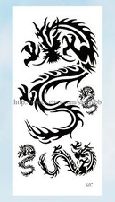 Stick on Tattoos Halloween men women black dragon temporary tattoo