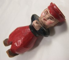 Carved Wooden Dutch Boy Wooden Figure in Clogs Red / Blue