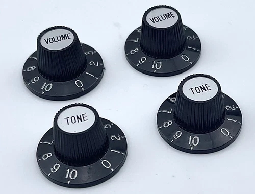 NEW VOLUME & TONE Witch Hat Knobs Vintage Volume Tone Gibson Epiphone BLACK