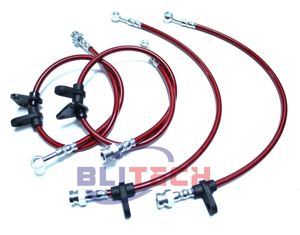 NUEVA línea de freno trenzada de acero inoxidable para Honda CRX Si 1988-1991 1,5 L 1,6 L rojo Foto 2 de 2