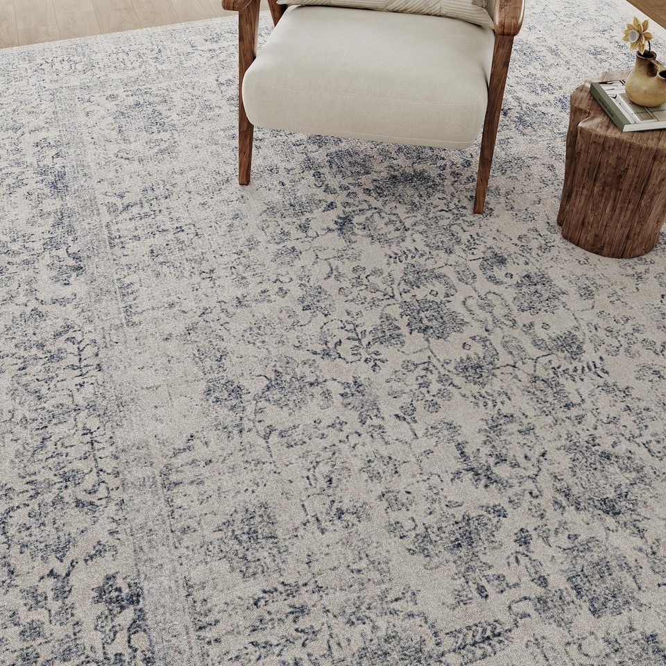 PureCozy Blue Round Rug 5ft Entryway Rug Circle Area Rug 5x5 Kitchen