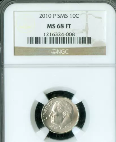 2010 P ROOSEVELT DIME NGC MS68 FT SMS MAC SPOTLESS .