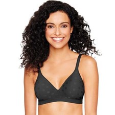 Hanes Ultimate Bra Perfect Coverage Wire-Free HU08 Black Dot Sz.S