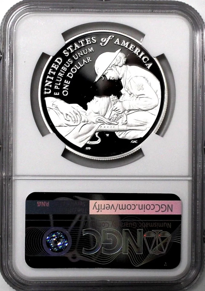 2022 W $1 Silver Proof Purple Heart Hall of Honor Colorized NGC PF70 UCAM Early% - Image 2 of 2