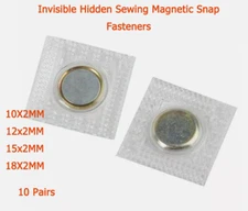 10 Pairs Invisible Hidden Sewing Magnetic Snap Fasteners for Handbag Garments