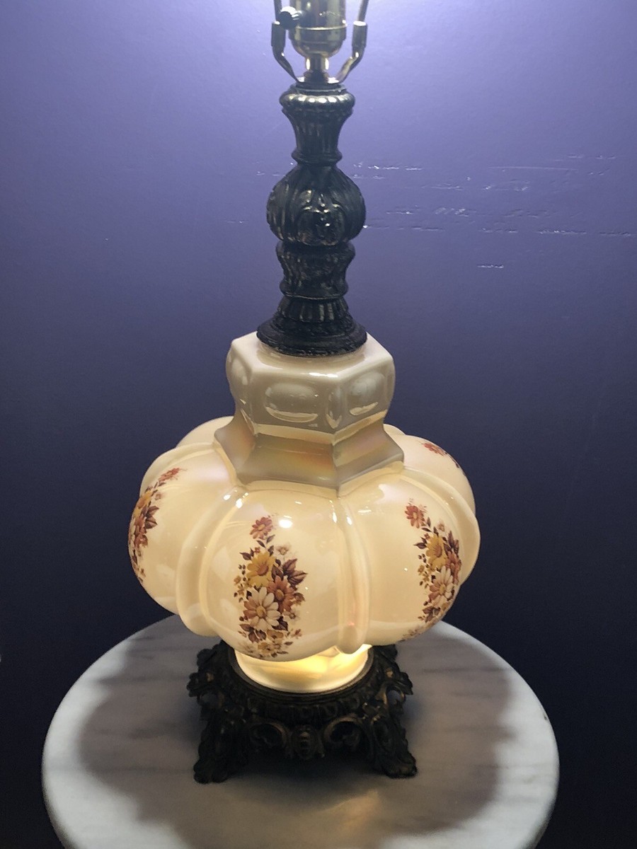 Hollywood Regency Mid Century Falkenstein Yellow Floral Melon