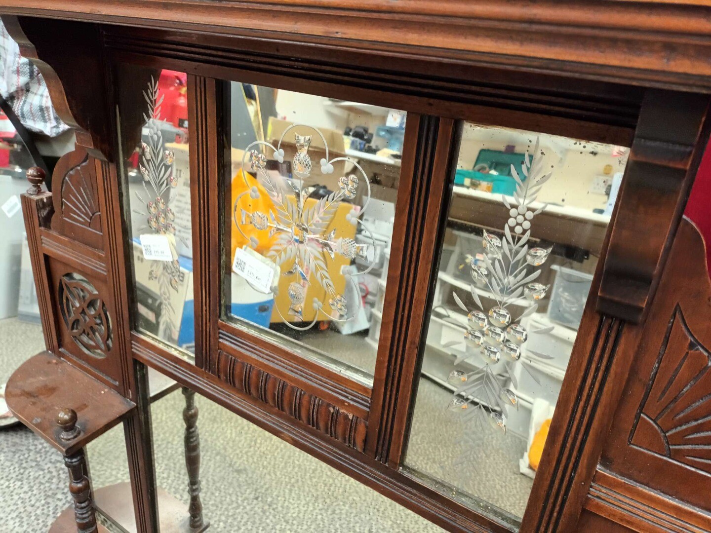 Vintage Dark Wood Overmantle Mirror CS B85 eBay