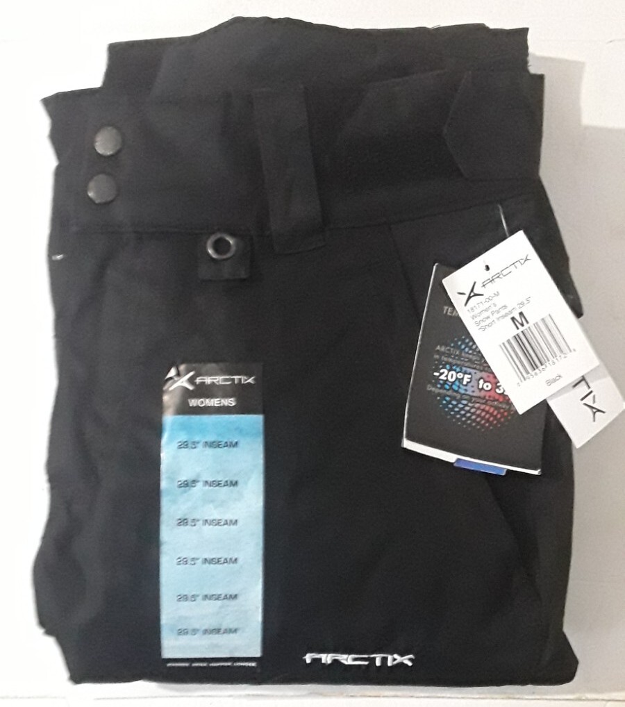 NWT Arctix Womens Size M Black Insulated Snow Ski Pants Short Inseam 29