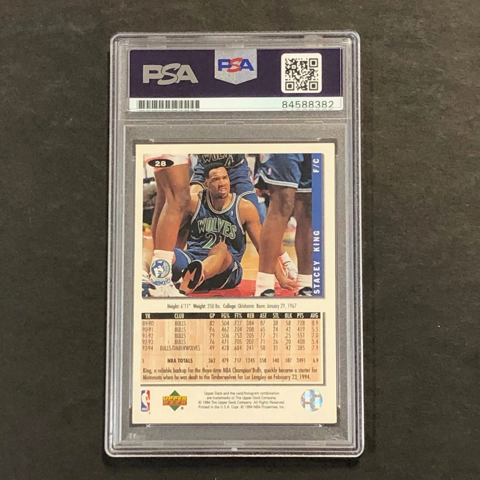 1994-95 Upper Deck Collector's Choice #28 Stacey King Signed Card AUTO PSA Slabb - Image 2 of 2
