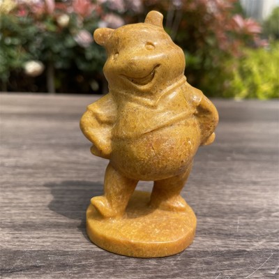 0.3LB 3.3''Natural Yellow Jade Bear Sculpture Quartz Crystal Healing Carving
