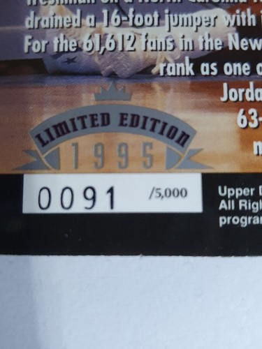 1995 Upper Deck Michael Jordan /5000 Die-Cut First Championship - Rare - Picture 2 of 3