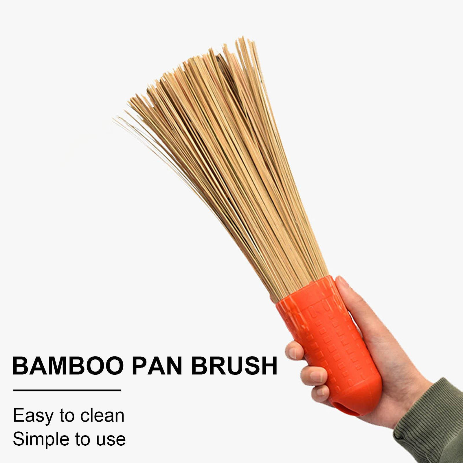 Bamboo Wok Brush with handle Kitchen Palm Brush Cleaning Scrubber eBay