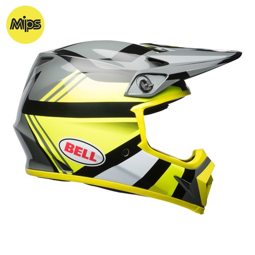 Bell MX-9 MIPS Casco Motocross MX Moto-HI-VIZ giallo/nero strada legale |  eBay