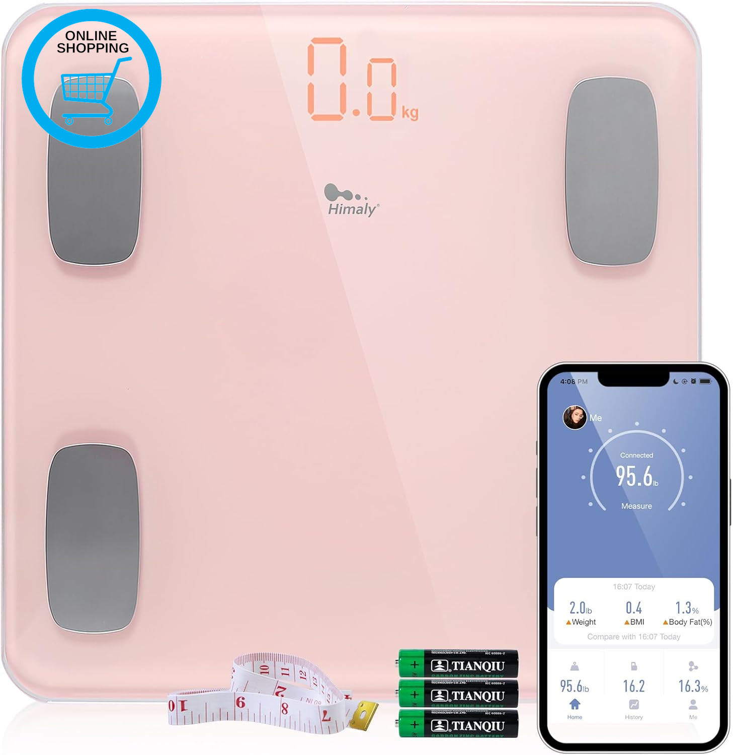 Smart Body Fat Scales,  Digital Weight Bathroom Scales Bluetooth Weighing Scale