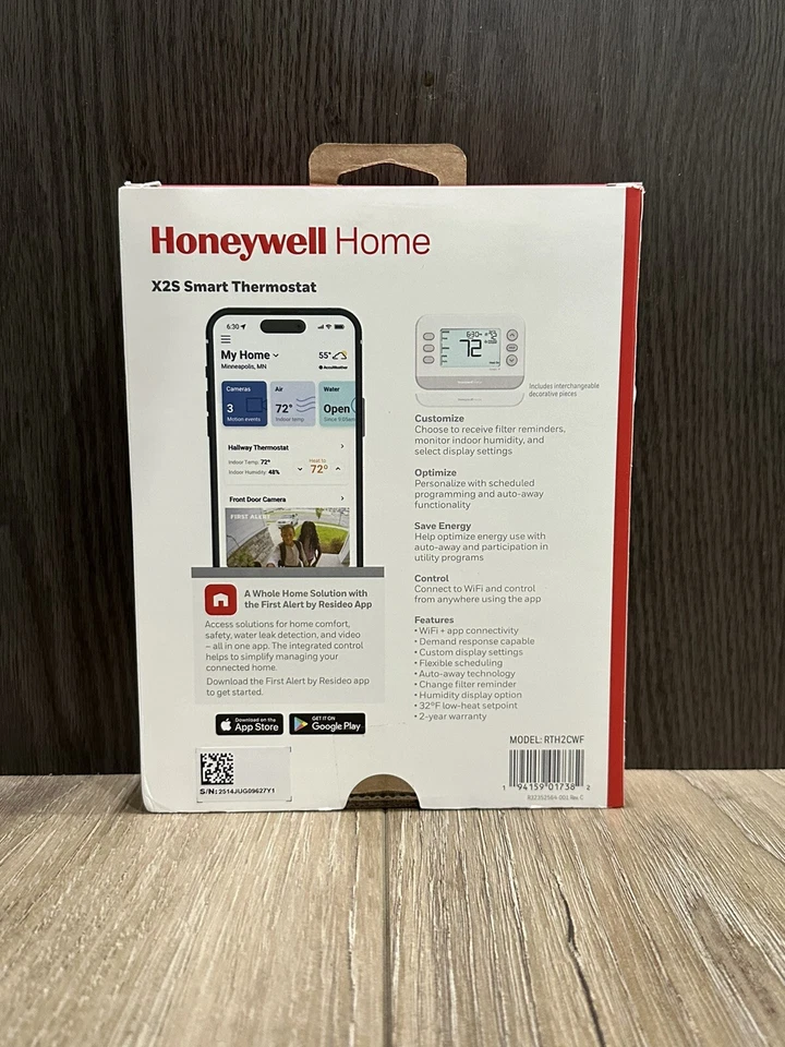 Honeywell X2S Smart Thermostat RTH2CWF Conventional/Heat Pump New Sealed - Image 2 of 4