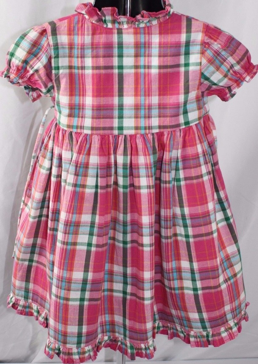 Ralph Lauren Toddler Girl 18 Months Wrap Dress Pink Plaid Ruffles