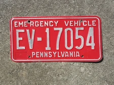 Pennsylvania Emergency Vehicle License Plate PA Penna Fire Truck Ambulance 17054